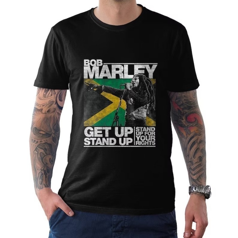 Bob Marley Get Up Stand Up Reggae Quote Fan Unisex T-Shirt